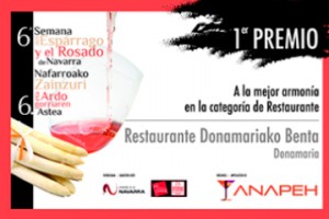 Donamariako Benta y el bar Galar de Pamplona ganan la VI Semana del Espárrago y el Rosado de Navarra